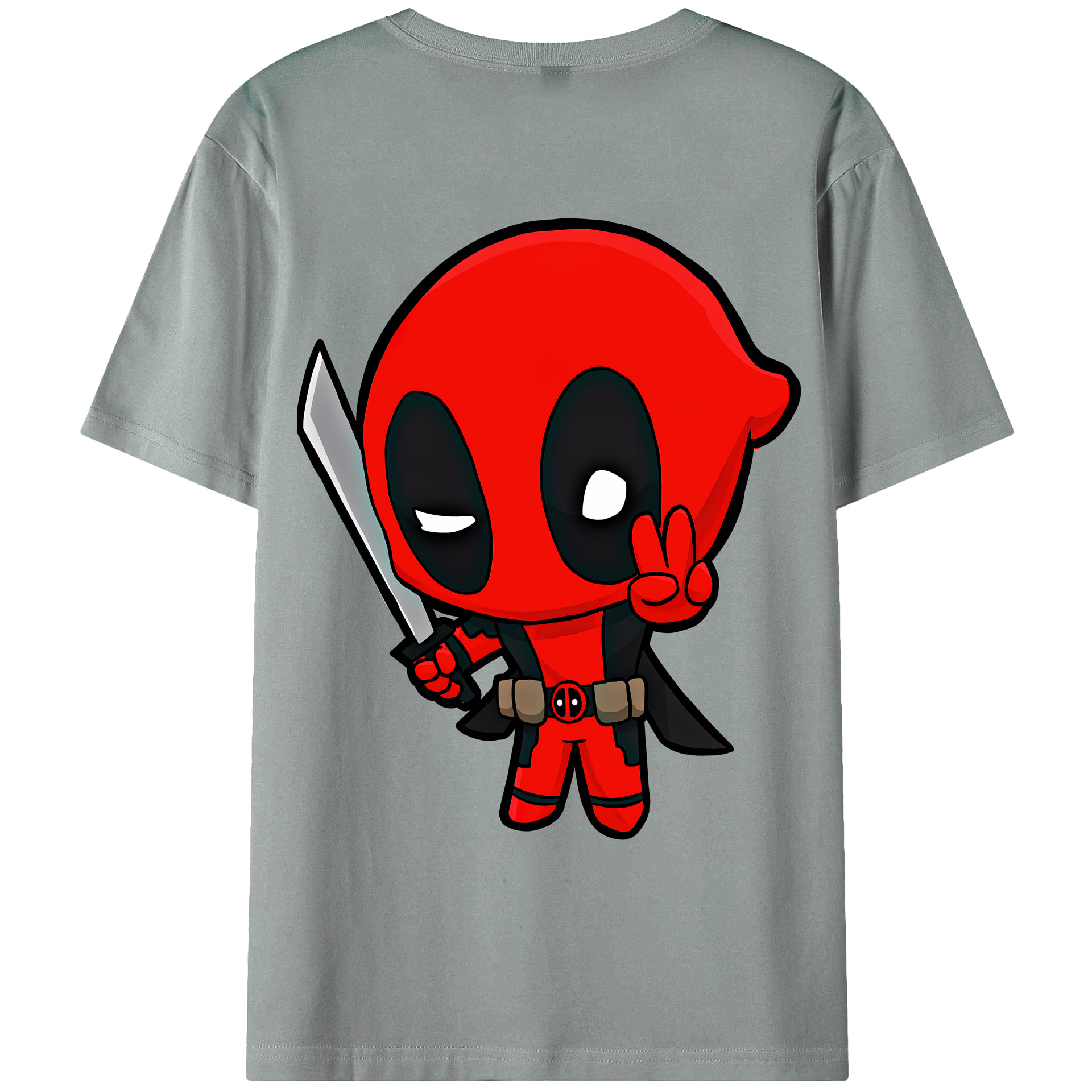 （画像用） Deadpool デッドプール 綿100％ メンズ半袖Tシャツ（バックプリント） 通気性